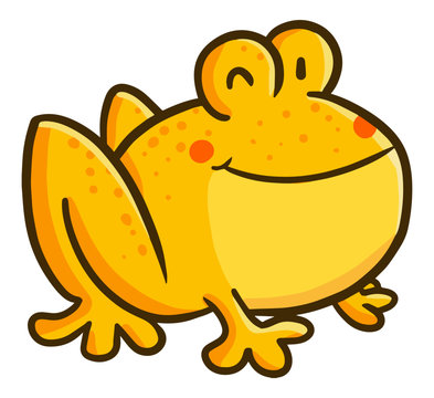 Funny and cute yellow frog smiling - vector