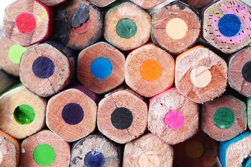 Colored pencils close up photo