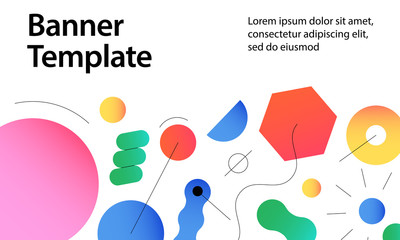 Banner with Vector texture of geometric colorful shapes Geometric figures pattern in modern style Nice abstract background with geometrical figures in flat style