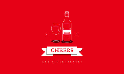 Congratulations Message with Wine Glass Vector Illustration