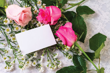blank card with roses