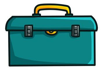 Funny and simple blue green toolbox for repairman - vector