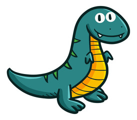 Funny and cute blue green baby Tyrannosaurus