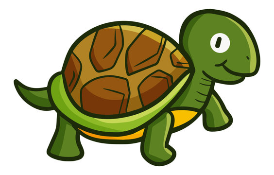 Cute and funny old turtle walking - vector