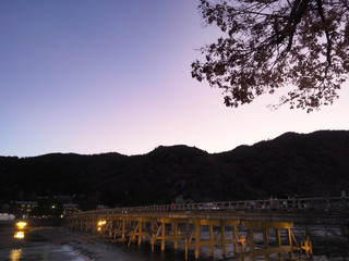 【都市景観】京都 嵐山 渡月橋 夕焼け