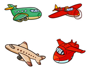 Funny and cool airplane flying set - vector.