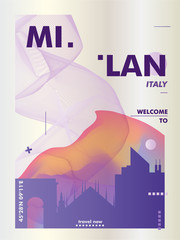 Naklejka premium Italy Milan skyline city gradient vector poster