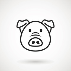 Pig line icon. logo Piglet face in outline style. Icon of Cartoon pig head. Chinese New Year 2019. Zodiac. Chinese traditional Design, decoration Vector illustration