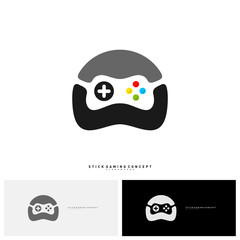 Joystick Game Logo Concept Template Design Vector. Game Planet logo Symbol - Vector