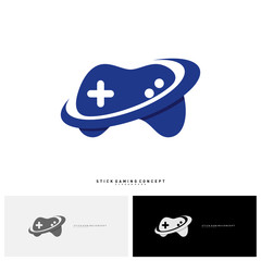 Joystick Game Logo Concept Template Design Vector. Game Planet logo Symbol - Vector