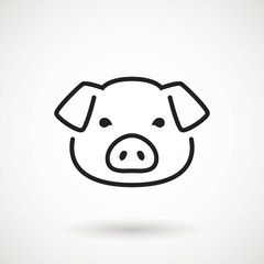 Pig line icon. logo Piglet face in outline style. Icon of Cartoon pig head. Chinese New Year 2019. Zodiac. Chinese traditional Design, decoration Vector illustration