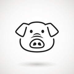 Pig line icon. logo Piglet face in outline style. Icon of Cartoon pig head. Chinese New Year 2019. Zodiac. Chinese traditional Design, decoration Vector illustration