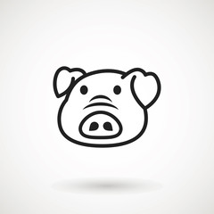 Pig line icon. logo Piglet face in outline style. Icon of Cartoon pig head. Chinese New Year 2019. Zodiac. Chinese traditional Design, decoration Vector illustration