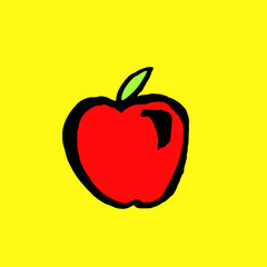 Red apple grunge icon. Vector illustration.