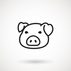 Pig line icon. logo Piglet face in outline style. Icon of Cartoon pig head. Chinese New Year 2019. Zodiac. Chinese traditional Design, decoration Vector illustration