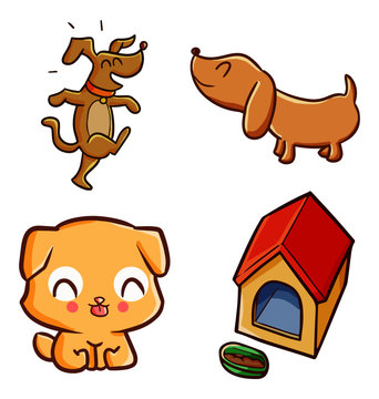 Funny and cute dog set - vector.