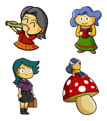 Cute and funny girl set - vector.
