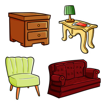 Cute and funny furniture for home interior - vector.