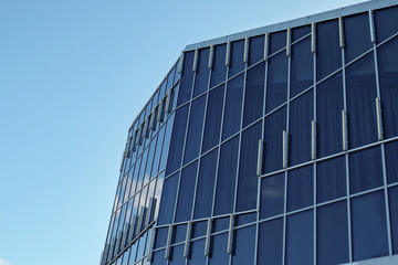 Glass walls of a office building