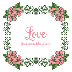 Vector floral design card with love text design