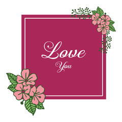 Vector floral design card with love text design