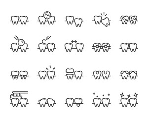 set of teeth icons, such as, dental, toothache, oral, clean