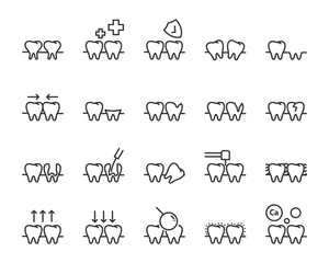 set of teeth icons, such as, dental, toothache, oral, clean