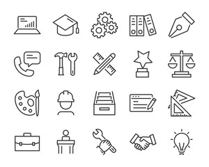 set of work icon, such as, working, report, office, business, manage