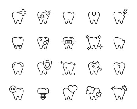 set of teeth icons, such as, dental, toothache, oral, clean