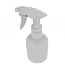 Fototapeta na wymiar Spray bottle with pistol sprayer head for cosmetic or house care products. plastic cosmetics package with trigger for barber shop. 3d illustration