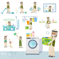 flat type Arab old men_housekeeping