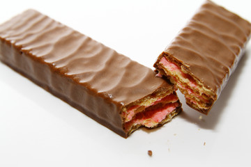 Chocolate bar on white background