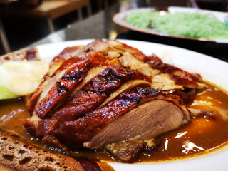 delicious peking duck as served in a restaurant, Thailand.