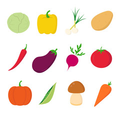 Vegetables icons on white background for graphic and web design, Modern simple vector sign. Internet concept. Trendy symbol for website design web button or mobile app