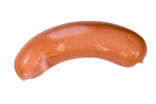 One sausage isolated on the white background