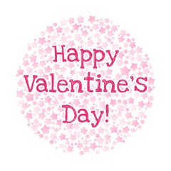 Happy Valentines Day text in a circle shape of pink stars on white background