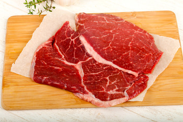 Raw beef steak