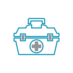 First aid kit icon grey and blue on white background for graphic and web design, Modern simple vector sign. Internet concept. Trendy symbol for website design web button or mobile app
