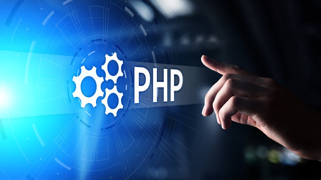 PHP Web development and coding internet and technology concept on virtual screen.