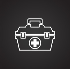 First aid kit icon on black background for graphic and web design, Modern simple vector sign. Internet concept. Trendy symbol for website design web button or mobile app