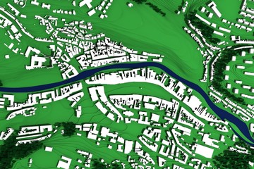 3d city plan of urban scene