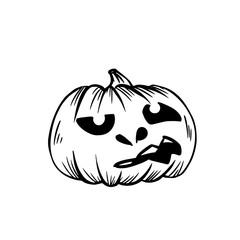 Pumpkin lantern icon in outline style isolated on white background. Halloween symbol vector illustration