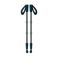 Trekking sticks flat icon. Vector isolated illustration