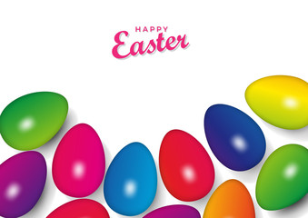 Easter background with eggs in rainbow colors, vector illustration and copy space