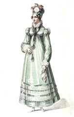 Fototapeta na wymiar Woman in old fashion dress