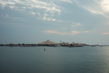 Dubai building view from water. City view.