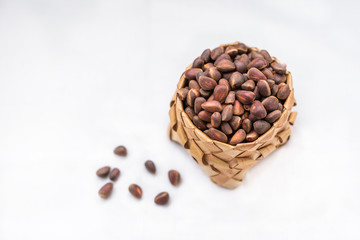pine nut, white background, Siberian product