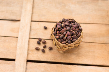 pine nut, wooden background, Siberian product