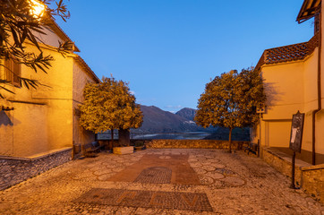 Castel di Tora (Italy) - An awesome mountain and medieval little town on the rock in Turano lake,...