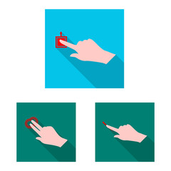 Isolated object of touchscreen and hand icon. Set of touchscreen and touch stock vector illustration.